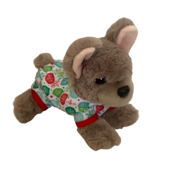 Douglas Cuddle Toys Plush Puppy Dog in Christmas Holiday Pajamas 8.5”x8” - Picture 1 of 13